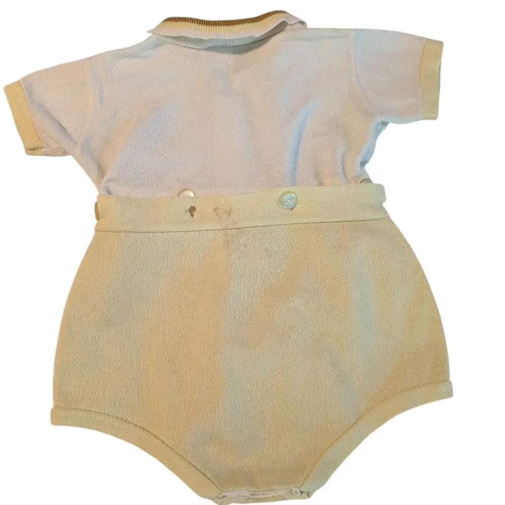 Vintage‎ 60s 70s Infant Embroidered Yellow White 2 Piece Outfit SunSet JCPenney